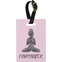 Lotus Pose Plastic Luggage Tag - Rectangular