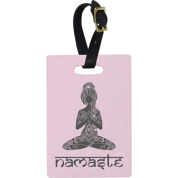 Custom Lotus Pose Plastic Luggage Tag - Rectangular
