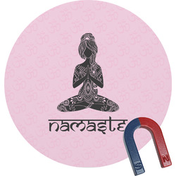 Lotus Pose Round Fridge Magnet