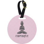 Lotus Pose Plastic Luggage Tag - Round