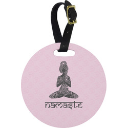 Lotus Pose Plastic Luggage Tag - Round