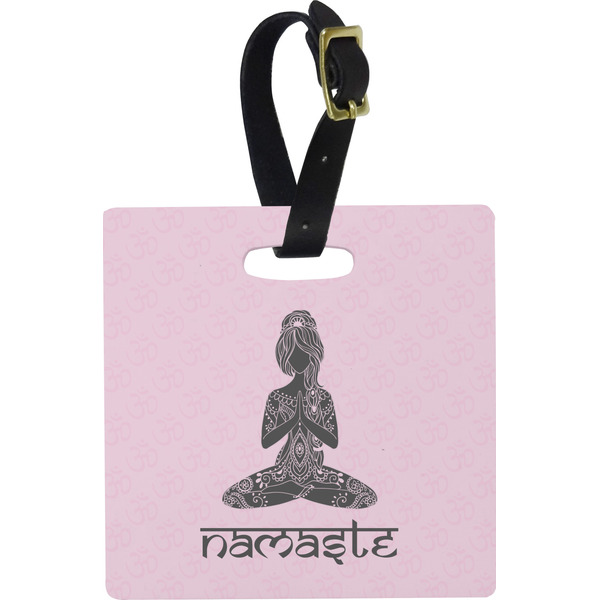 Custom Lotus Pose Plastic Luggage Tag - Square