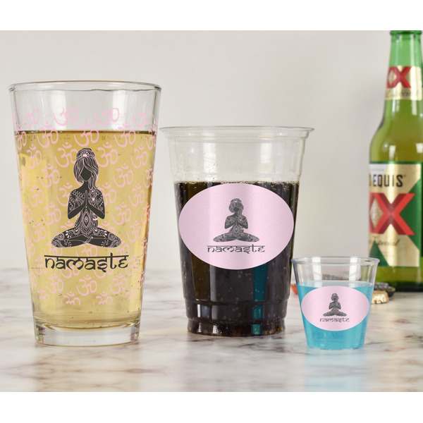 Lotus Pose Pint Glass - Full Fill w Transparency - In Context