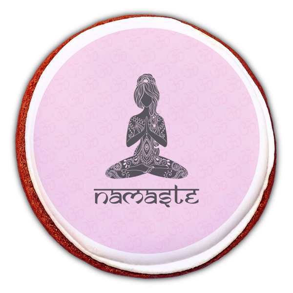 Lotus Pose Printed Icing Circle - Large - On Cookie