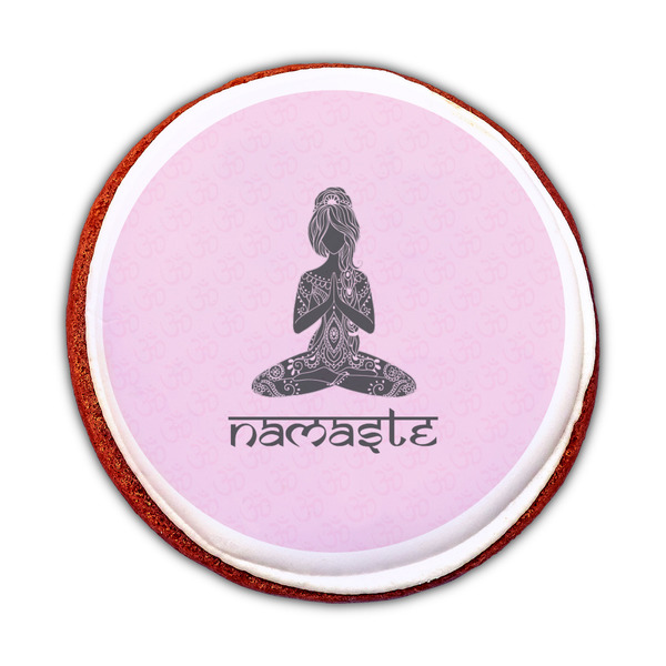 Lotus Pose Printed Icing Circle - Medium - On Cookie