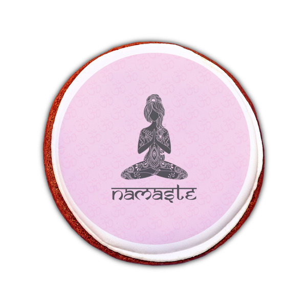 Lotus Pose Printed Icing Circle - Small - On Cookie