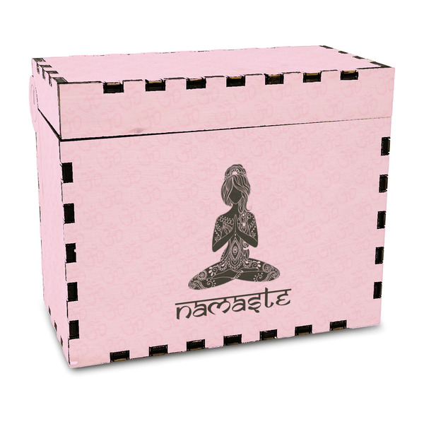 Custom Lotus Pose Wood Recipe Box - Full Color Print