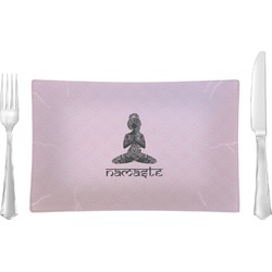 Lotus Pose Glass Rectangular Lunch / Dinner Plate (Personalized)