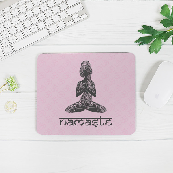 Lotus Pose Rectangular Mouse Pad - LIFESTYLE 2