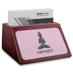 Lotus Pose Red Mahogany Business Card Holder (Personalized)
