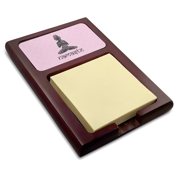 Custom Lotus Pose Red Mahogany Sticky Note Holder (Personalized)