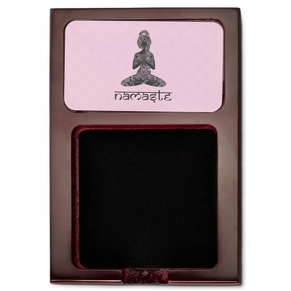 Lotus Pose Red Mahogany Sticky Note Holder - Flat