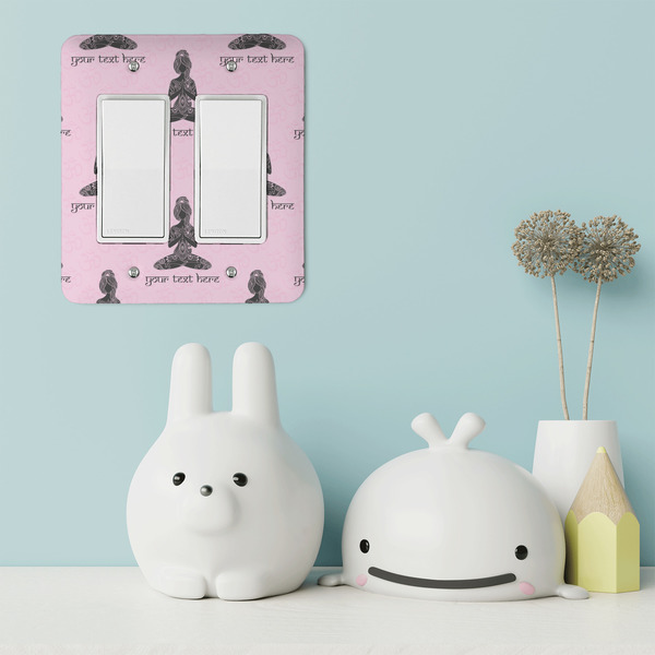 Lotus Pose Rocker Light Switch Covers - Double - IN CONTEXT