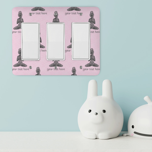 Lotus Pose Rocker Light Switch Covers - Triple - IN CONTEXT