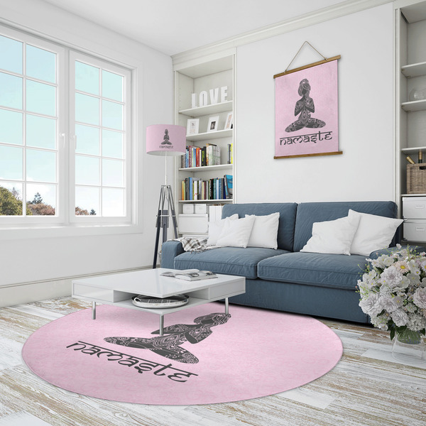 Lotus Pose Round Area Rug - IN CONTEXT