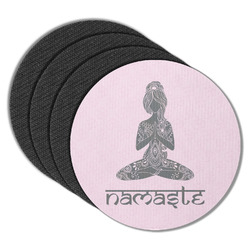 Lotus Pose Round Rubber Backed Coasters - Set of 4 (Personalized)