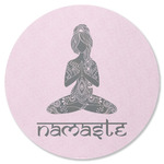 Lotus Pose Round Rubber Backed Coaster (Personalized)