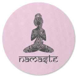 Lotus Pose Round Rubber Backed Coaster (Personalized)