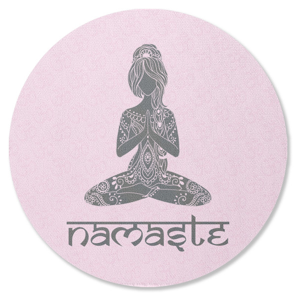 Custom Lotus Pose Round Rubber Backed Coaster (Personalized)