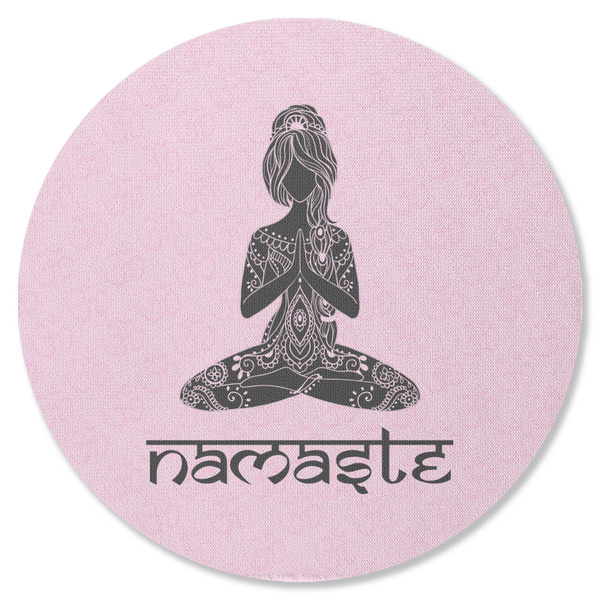 Lotus Pose Round Coaster Rubber Back - Single