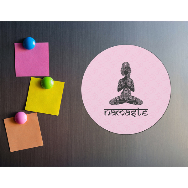 Lotus Pose Round Fridge Magnet - LIFESTYLE