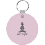 Lotus Pose Round Plastic Keychain