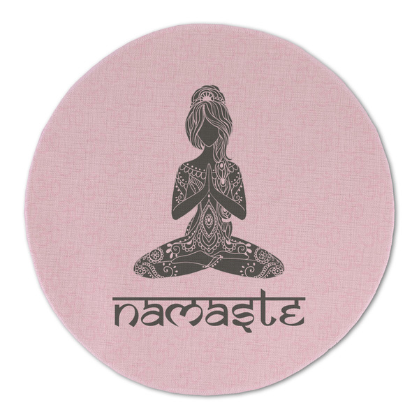 Lotus Pose Round Linen Placemats - FRONT (Double Sided)