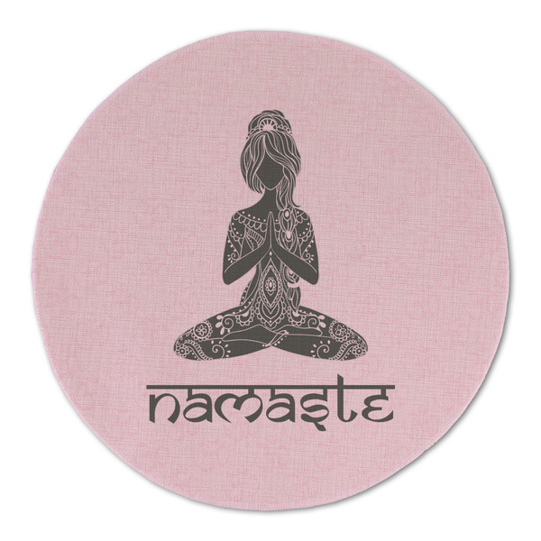 Lotus Pose Round Linen Placemats - FRONT (Single Sided)