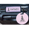 Lotus Pose Round Luggage Tag & Handle Wrap - In Context
