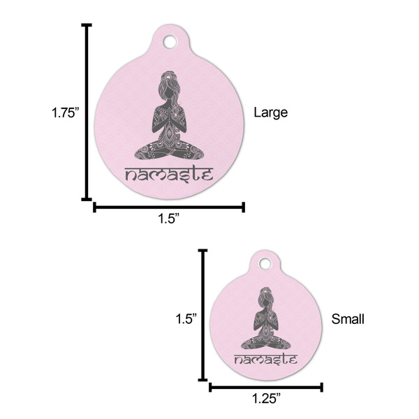 Lotus Pose Round Pet ID Tag - Large - Comparison Scale