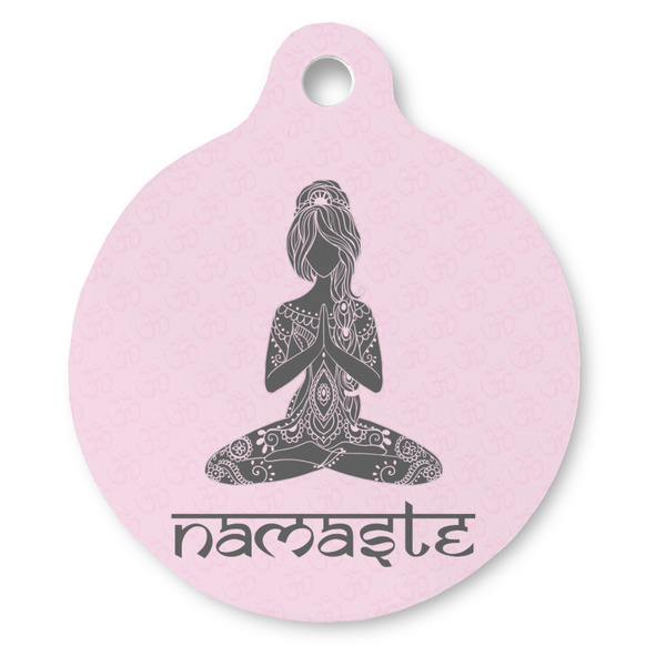 Custom Lotus Pose Round Pet ID Tag