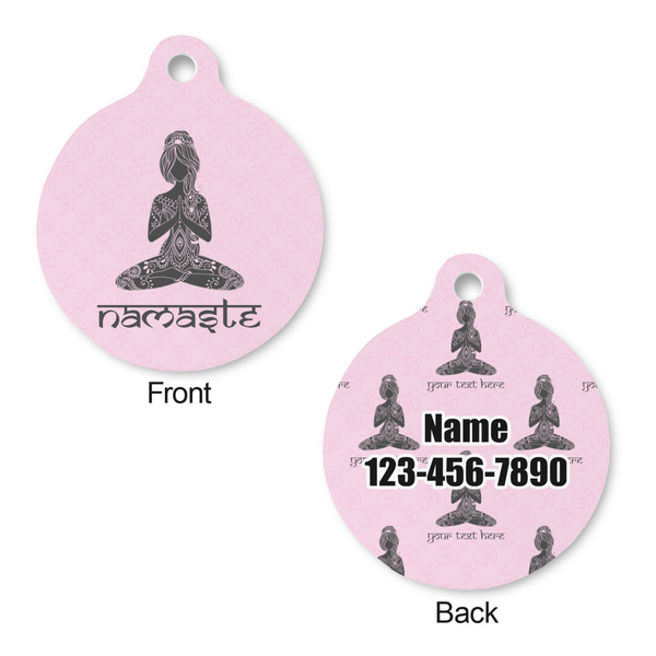 Lotus Pose Round Pet Tag - Front & Back