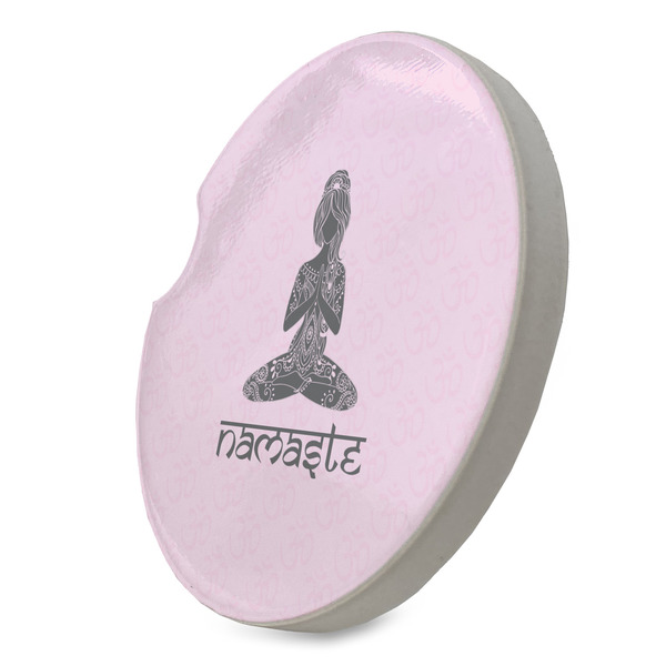Lotus Pose Sandstone Car Coaster - STANDING ANGLE