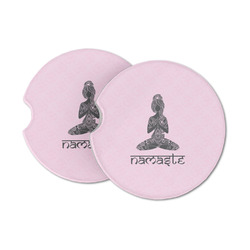 Lotus Pose Sandstone Car Coasters - Set of 2 (Personalized)