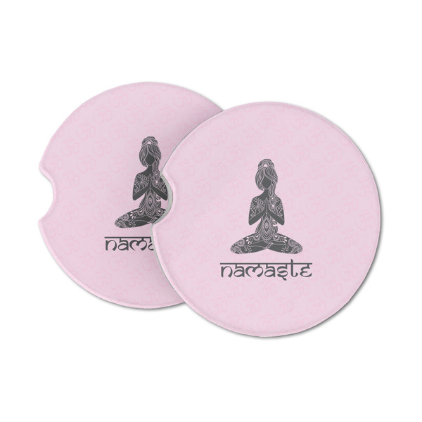 Custom Lotus Pose Sandstone Car Coasters (Personalized)