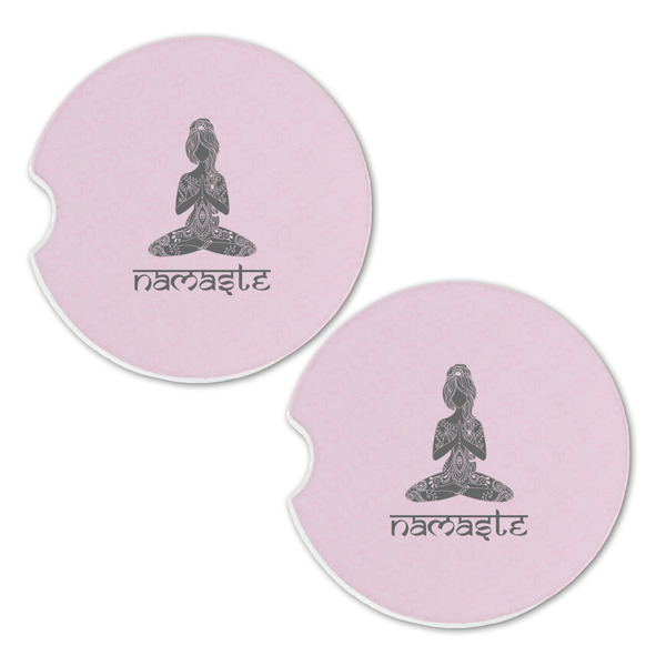Lotus Pose Sandstone Car Coasters - Set of 2