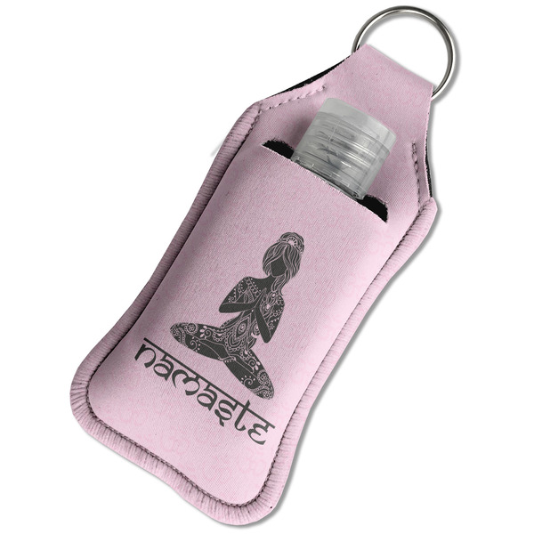 Lotus Pose Sanitizer Holder Keychain - Large in Case