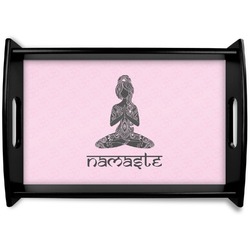 Lotus Pose Black Wooden Tray - Small (Personalized)