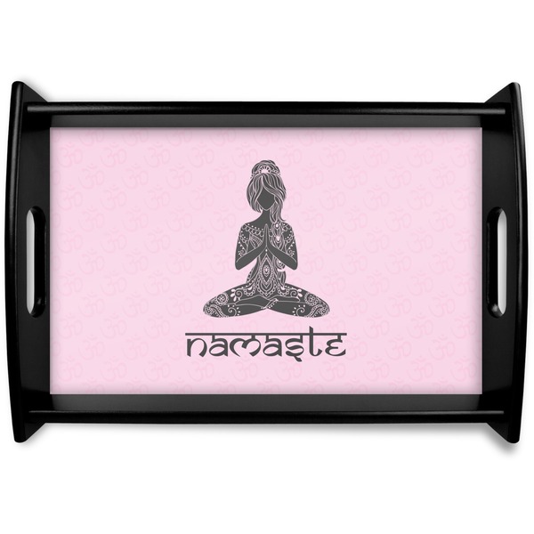 Custom Lotus Pose Black Wooden Tray - Small (Personalized)