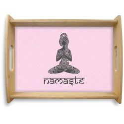 Lotus Pose Natural Wooden Tray - Large (Personalized)
