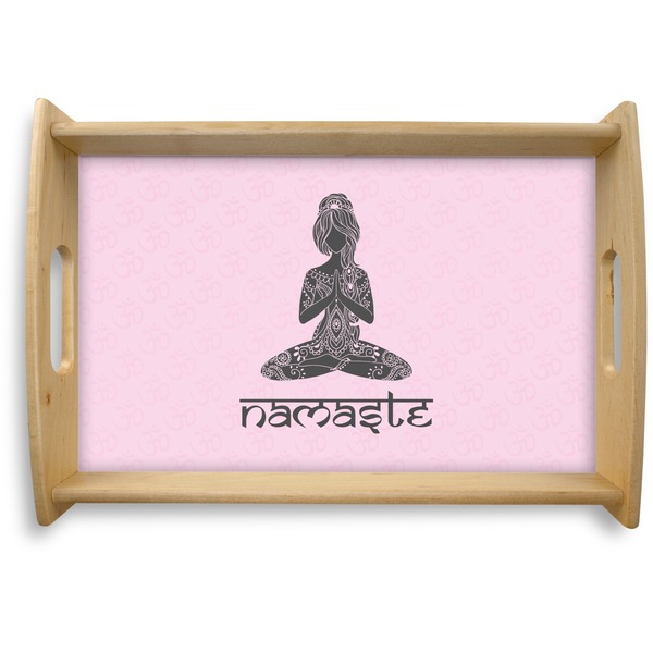 Custom Lotus Pose Natural Wooden Tray - Small (Personalized)