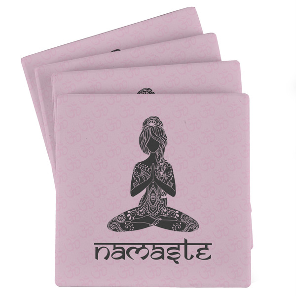 Custom Lotus Pose Absorbent Stone Coasters - Set of 4