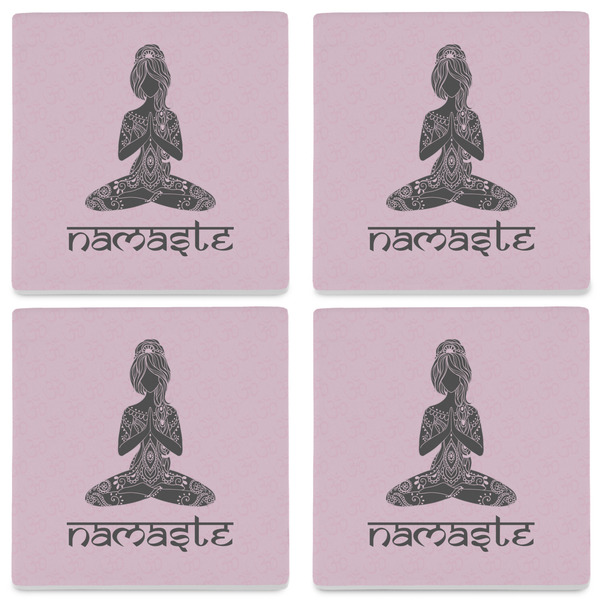 Lotus Pose Set of 4 Sandstone Coasters - See All 4 View
