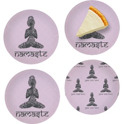 Lotus Pose Set of 4 Glass Appetizer / Dessert Plate 8" (Personalized)