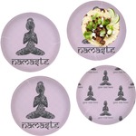 Lotus Pose Set of 4 Glass Lunch / Dinner Plate 10" (Personalized)
