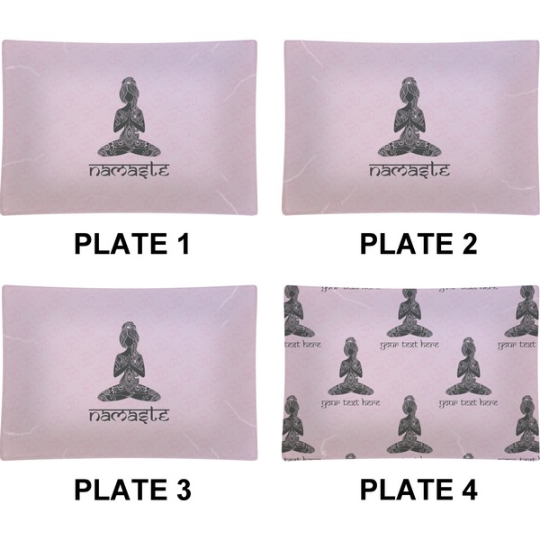 Lotus Pose Set of Rectangular Appetizer / Dessert Plates (Approval)