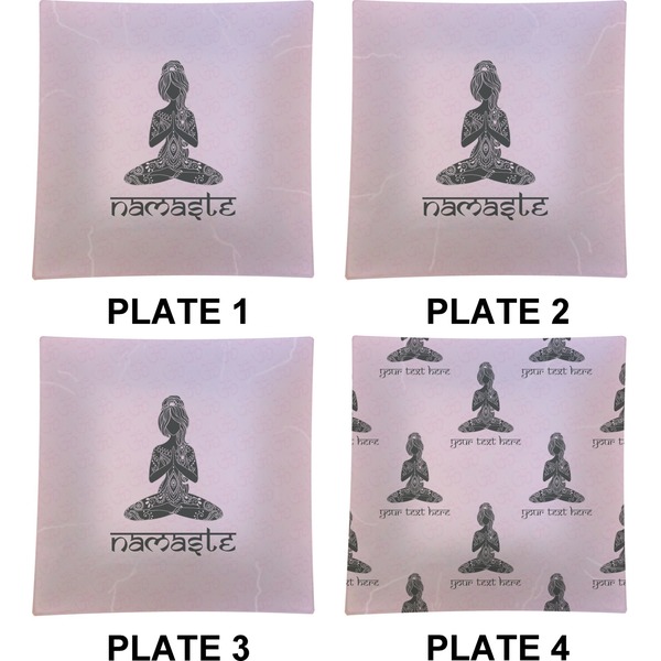 Lotus Pose Set of Square Dinner Plates (Approval)