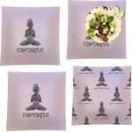 Lotus Pose Set of 4 Glass Square Lunch / Dinner Plate 9.5" (Personalized)