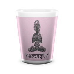 Lotus Pose Ceramic Shot Glass - 1.5 oz - White - Set of 4