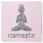 Lotus Pose Square Rubber Backed Coaster (Personalized)